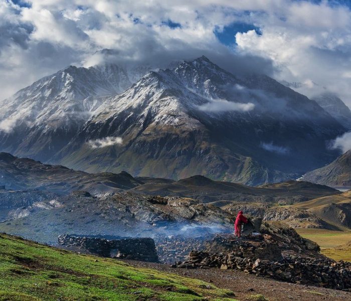 "Shepherd trail through Shah Jinali Meadows in Torkho Valley"