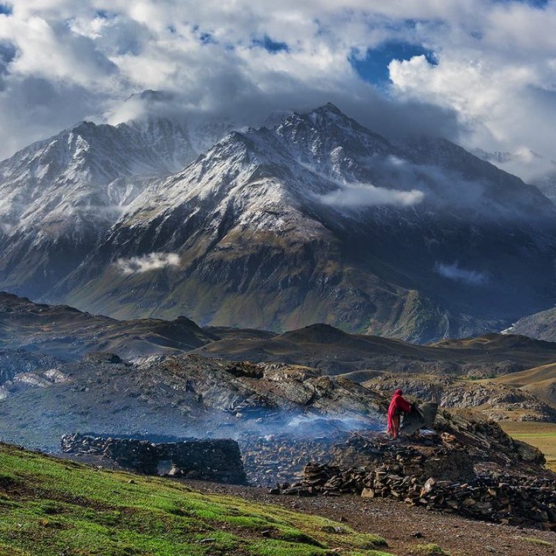 "Shepherd trail through Shah Jinali Meadows in Torkho Valley"