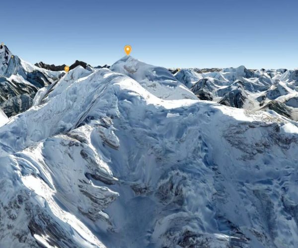 View of Choricho Peak towering over Choroch Glacier in the Baltoro region.