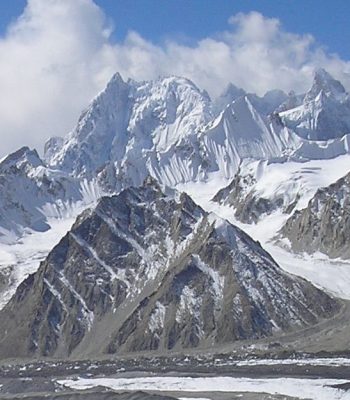 “Trivor Peak glowing under dawn light in Hispar Muztagh, Karakoram”